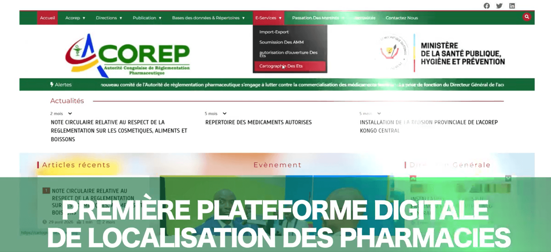 SANRU Asbl apporte un appui technique et financier à la première plateforme digitale de cartographie des pharmacies en RDC