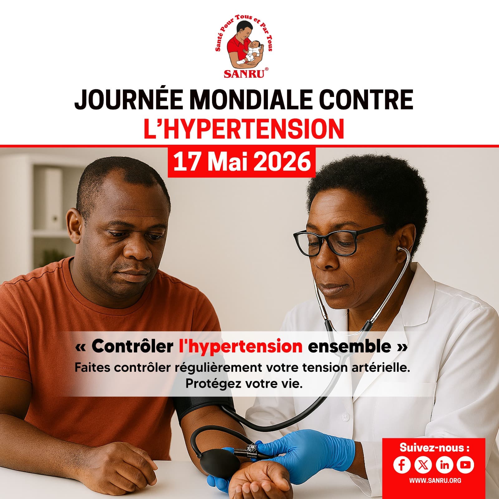 Journée mondiale de lutte contre l’hypertension artérielle : SANRU renforce la prévention et la prise en charge en RDC